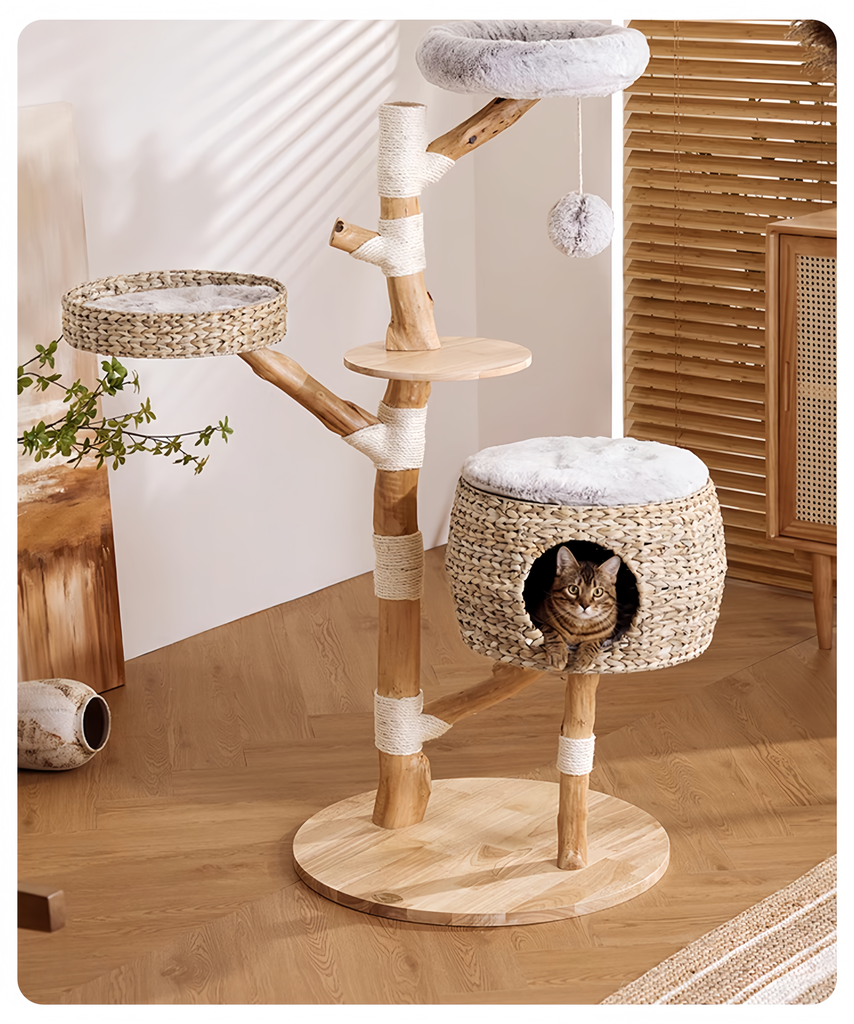 Premium Wooden Double-Legged Cat Tree - image 1