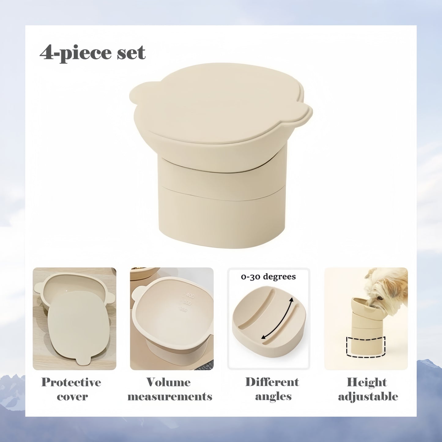 Beige foot bath with features highlighted on a light blue background