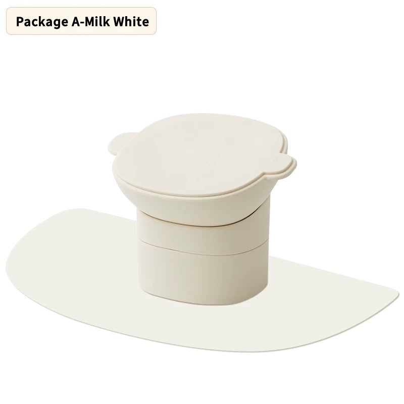 White Pet Bowl with lid on a white background