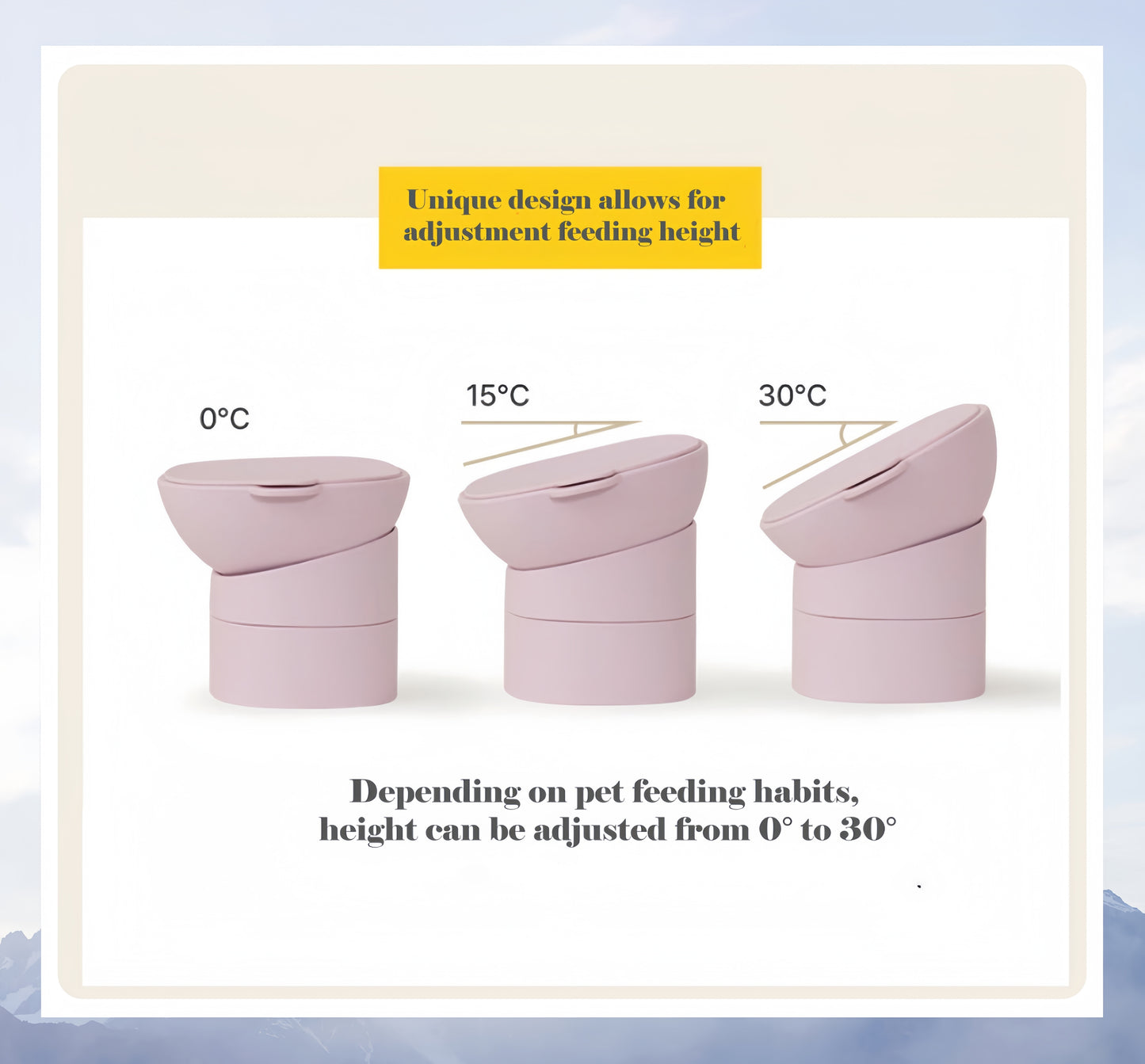 Three pink containers with adjustable height labels on a light background