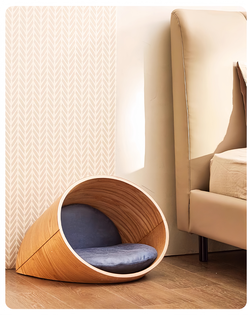 Premium Oval Wooden Sleeping Cave for Cats & Small Dogs - image 14