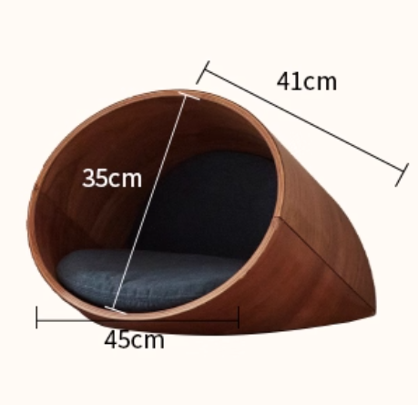 Premium Oval Wooden Sleeping Cave for Cats & Small Dogs - image 17