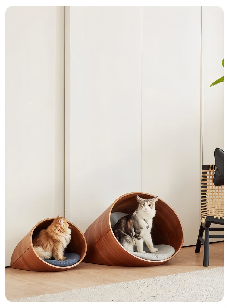 Premium Oval Wooden Sleeping Cave for Cats & Small Dogs - image 1