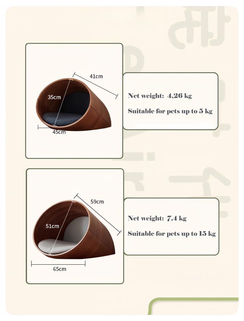 Premium Oval Wooden Sleeping Cave for Cats & Small Dogs - image 4