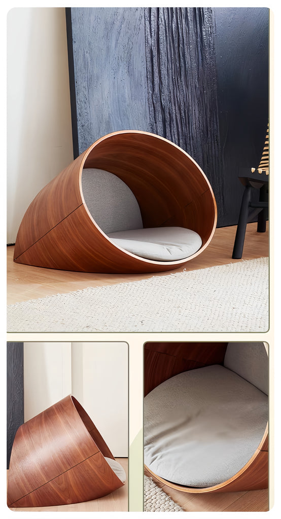 Premium Oval Wooden Sleeping Cave for Cats & Small Dogs - image 9