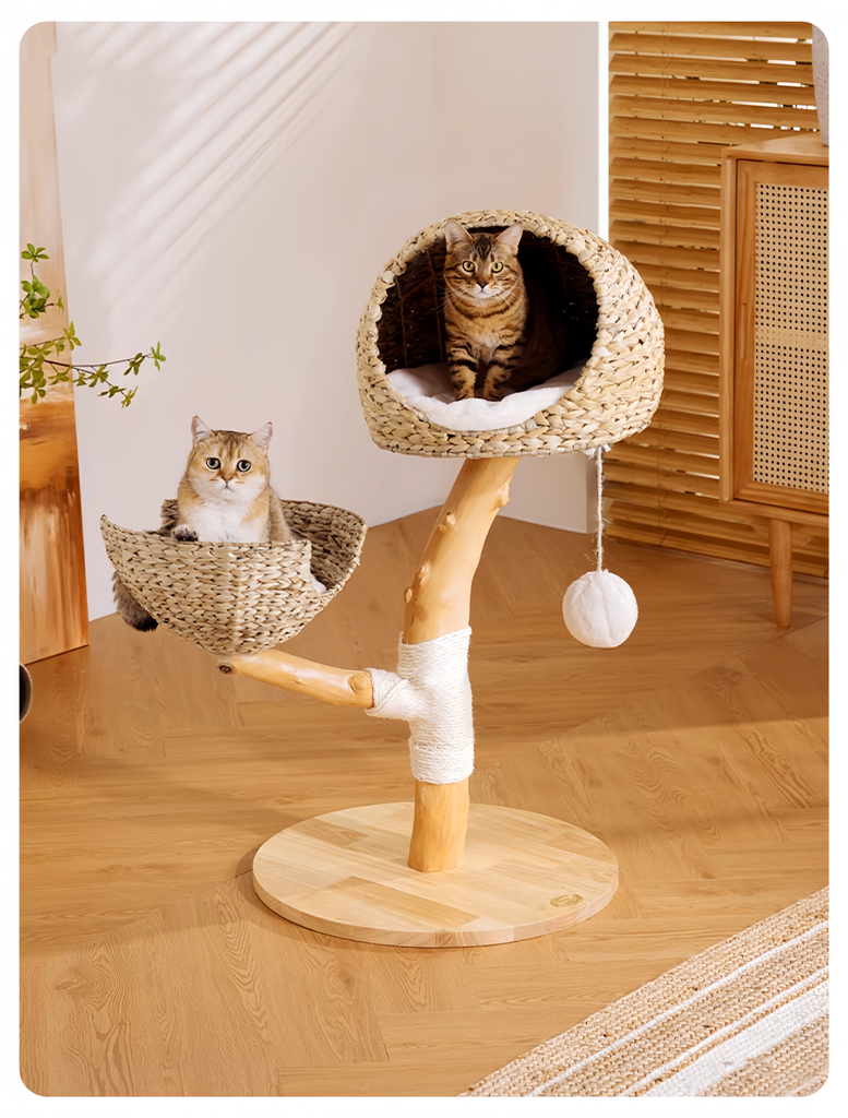 Premium Wooden Single-Legged Cat Tree - image 1