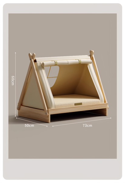Premium Wooden Pet Tent Cave for Cats and Small Dogs