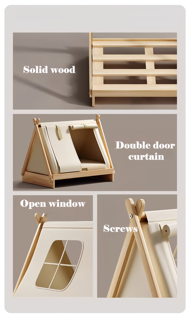 Premium Wooden Pet Tent Cave for Cats and Small Dogs - image 8