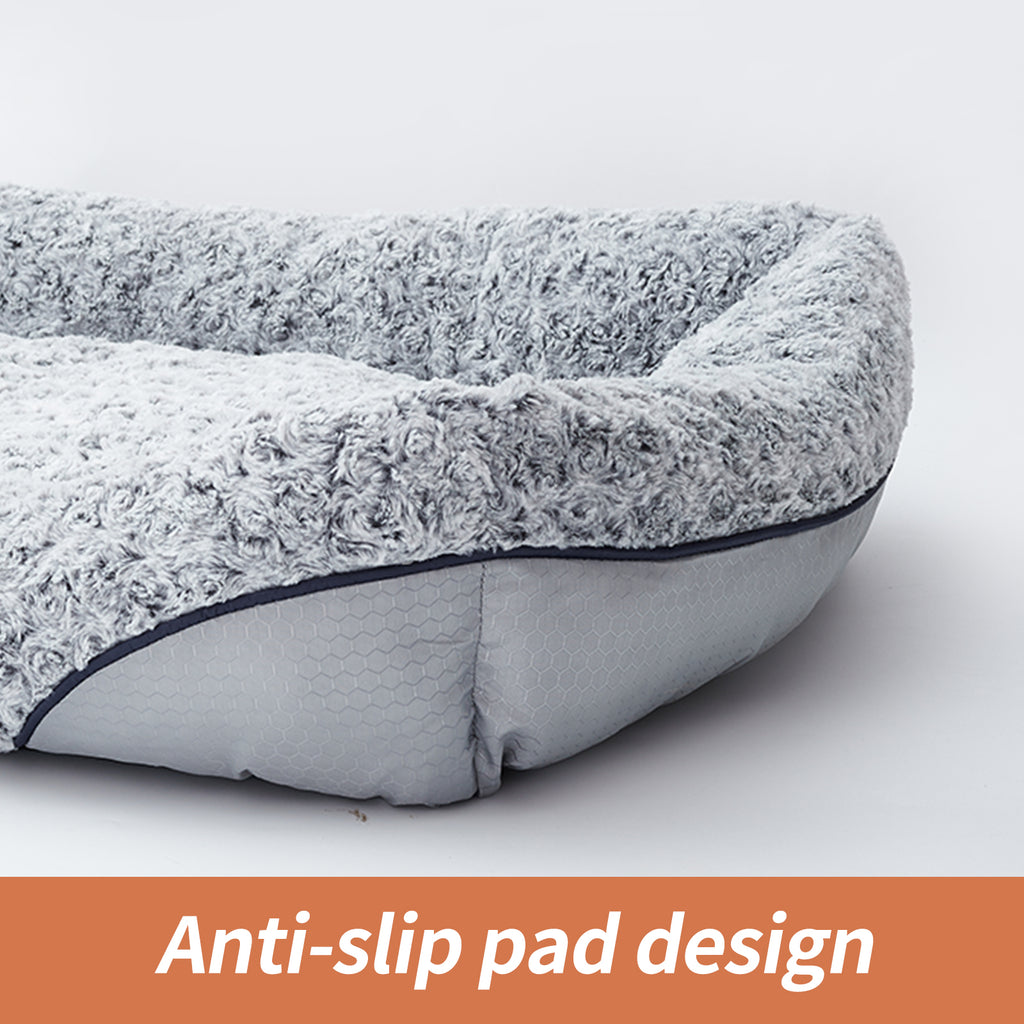 Swirl Rose Velvet Dog Beds For Small Medium Dogs Removable Cushion Calming Dog Sofa Beds Anti-Anxiety Machine Washable Cat Beds - image 5