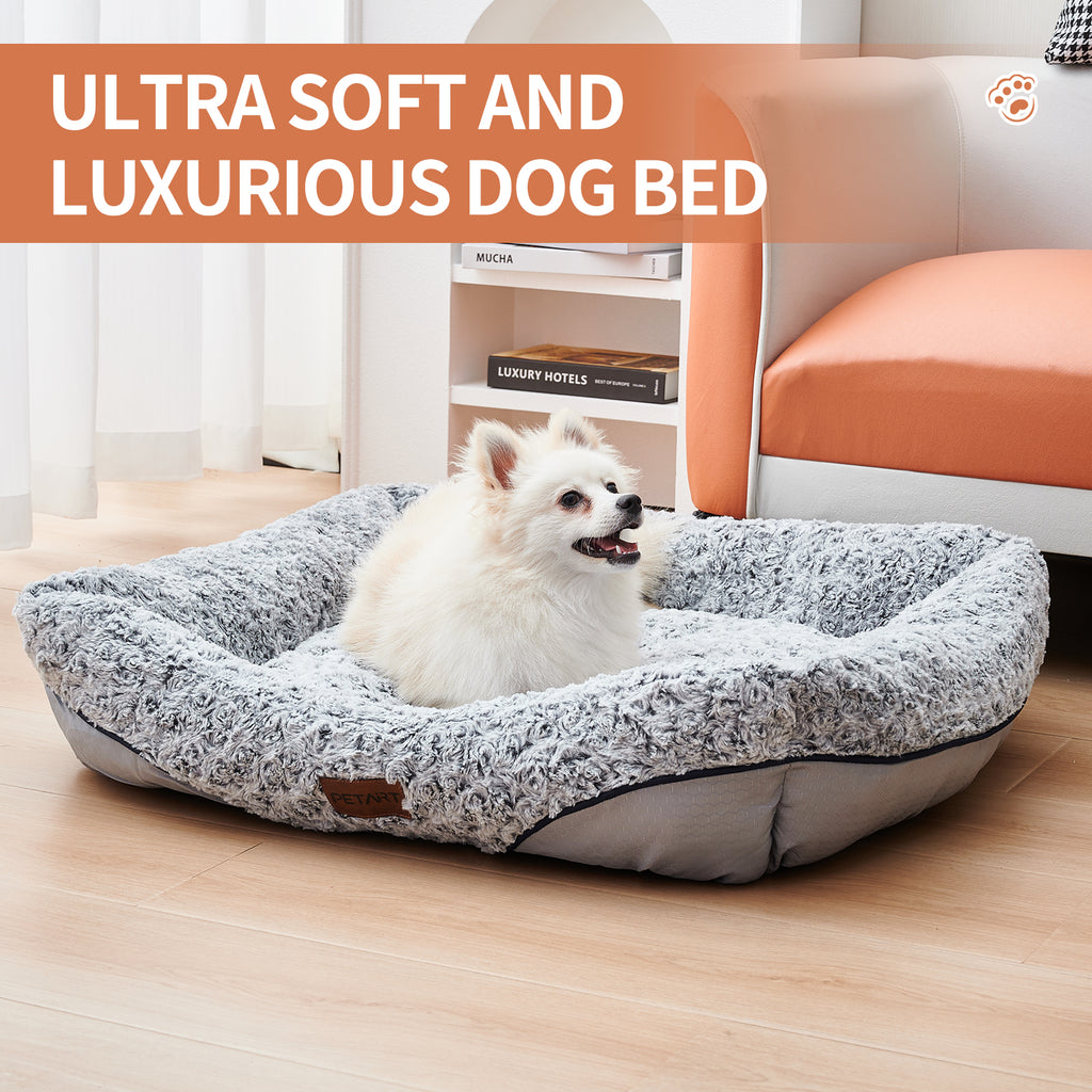 Swirl Rose Velvet Dog Beds For Small Medium Dogs Removable Cushion Calming Dog Sofa Beds Anti-Anxiety Machine Washable Cat Beds - image 1